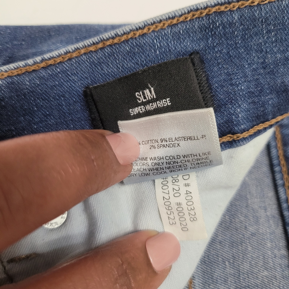 Express Slim High Rise  Blue Women's Jeans buttoned  Size 6S - Picture 16 of 16